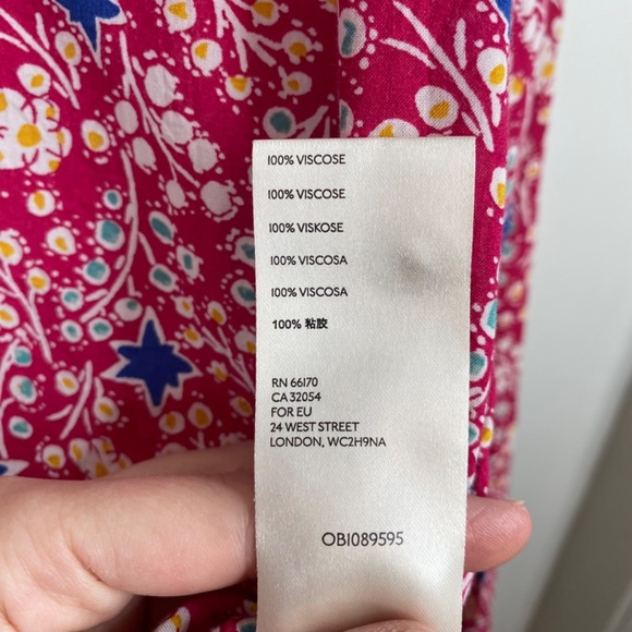 Anthropologie Maeve Marisol Top 14 Pink Printed Blouse Boho Preppy Floral Ruffle - Picture 8 of 12